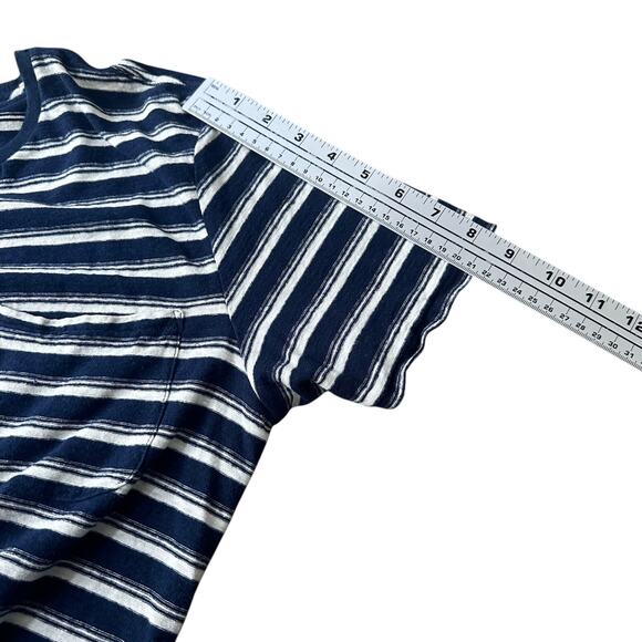 Outerknown T-Shirt Men’s Medium Blue White Striped Hemp Blend Crew Neck Casual - Picture 10 of 11